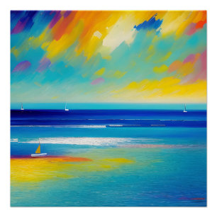 Zee Scape 10 "Vastgeplakt op het zand". Perfect Poster