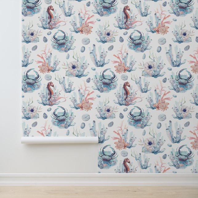 Zee schatten waterverven patroon behang (Applicatie)