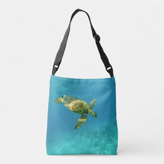 Zee Scheerschildpad zwemt in turkooizen oceaanwate Crossbody Tas (Achterkant)