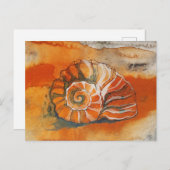 Zee Schelp Op Het Strand Aquarel Tekening Nautilus Briefkaart (Voorkant / Achterkant)