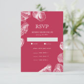 Zee Schelp Viva Magenta Zomer Strand RSVP Kaartje (Staand voorkant)