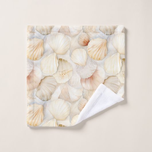 Zee Schelpen Crème Zand Ivoor Strand  Bad Handdoek (Wasdoekje)