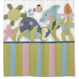 Zee Scheppen walvisbruinvissen Douchegordijn