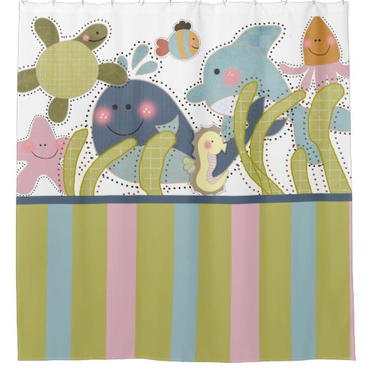 Zee Scheppen walvisbruinvissen Douchegordijn (Voorkant)