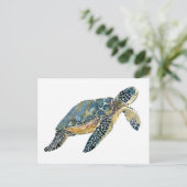 Zee Schets waterverf schildpad Briefkaart (Staand voorkant)