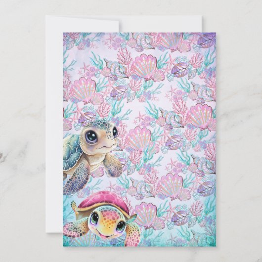 Zee Schildpad 1e Verjaardag Uitnodiging (Achterkant)