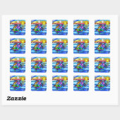 Zee Schildpad (#8 - met duif) Vierkante Sticker (Vel)