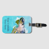 Zee Schildpad Aquarel Strandvakantie Bagage Label (Voorkant (horizontaal))