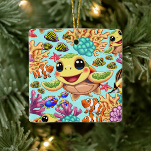 Zee Schildpad Baby Gelukkig en schattig personage Keramisch Ornament