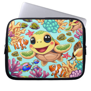 Zee Schildpad Baby Gelukkig en schattig personage Laptop Sleeve
