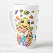 Zee Schildpad Baby Gelukkig en schattig personage Latte Mok (Linkerhoek)