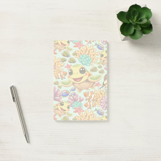 Zee Schildpad Baby Gelukkig en schattig personage Post-it® Notes (Kantoor)
