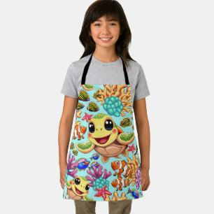 Zee Schildpad Baby Gelukkig en schattig personage Schort