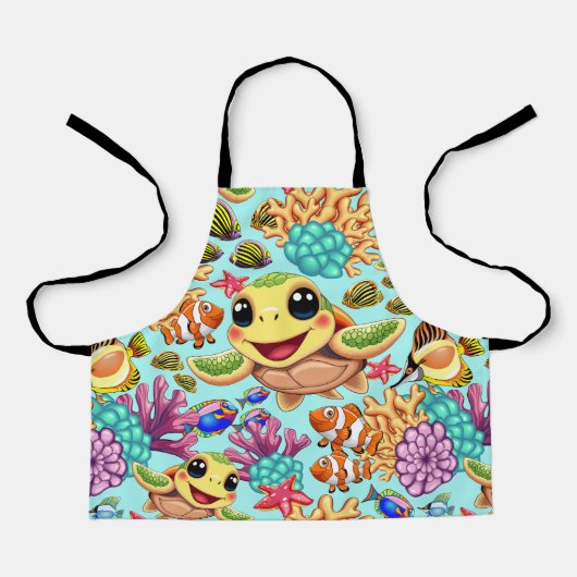Zee Schildpad Baby Gelukkig en schattig personage Schort (Voorkant)