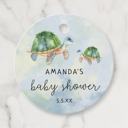 Zee Schildpad - baby shower Bedankjes Labels (Voorkant)