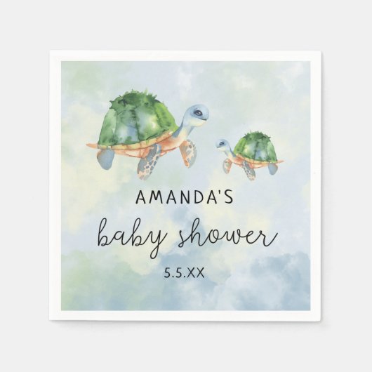 Zee Schildpad - baby shower Servet (Voorkant)