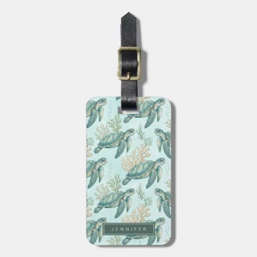 Zee Schildpad Bagage Label (Voorkant verticaal)