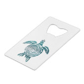 Zee schildpad bespaart de schildpad kredietkaart flessenopener (Voorkant Gekanteld)