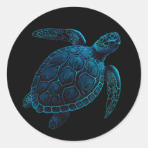zee schildpad, blauwe digitale tekening