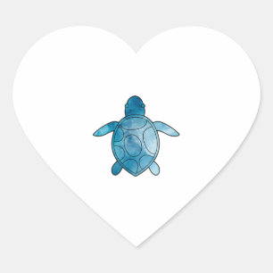 Zee Schildpad blauwe waterverf Hart Sticker