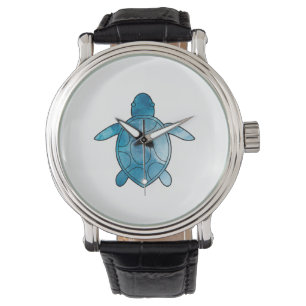 Zee Schildpad blauwe waterverf Horloge
