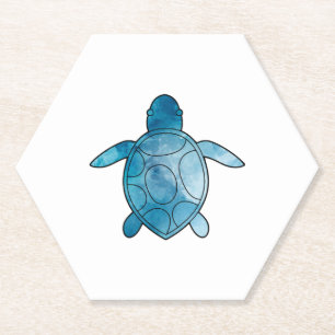 Zee Schildpad blauwe waterverf Kartonnen Onderzetters