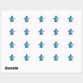 Zee Schildpad blauwe waterverf Ronde Sticker (Vel)