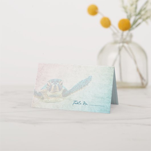 Zee schildpad bruiloft escort of plaats kaarten (Voorkant)