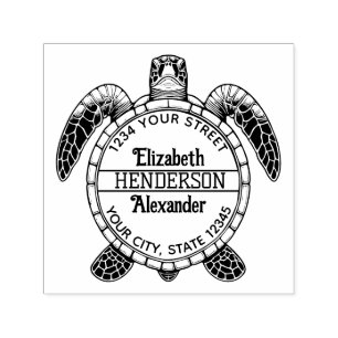 Zee Schildpad Buikzicht Naam Retouradres Zelfinktende Stempel