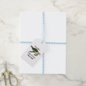 Zee schildpad cartoon cadeaulabel (Met Touw)