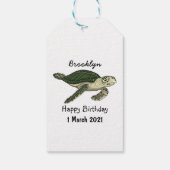 Zee schildpad cartoon cadeaulabel (Achterkant)
