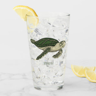 Zee schildpad cartoon glas