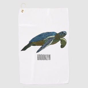 Zee schildpad cartoon golfhanddoek