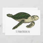 Zee schildpad cartoon kaart (Voorkant / Achterkant)