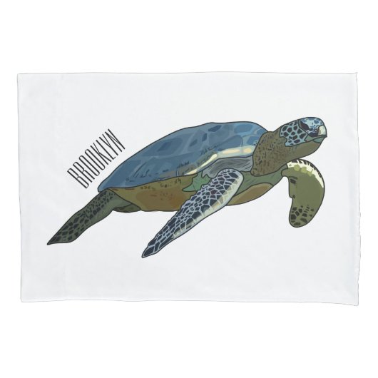 Zee schildpad cartoon kussensloop (Voorkant)