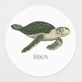 Zee schildpad cartoon labels (Design 1)