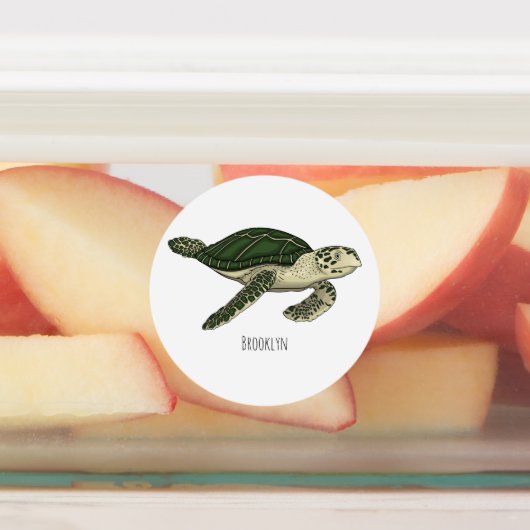 Zee schildpad cartoon labels (Aangebracht)