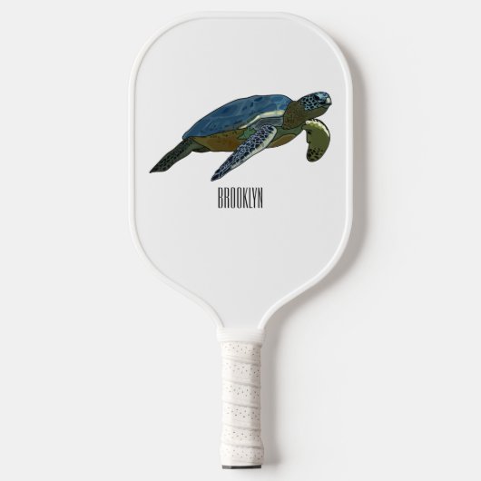Zee schildpad cartoon pickleball paddle (Voorkant)
