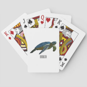 Zee schildpad cartoon pokerkaarten