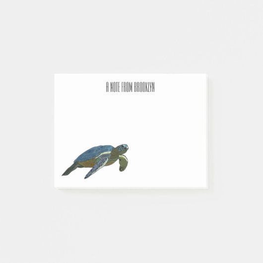 Zee schildpad cartoon post-it® notes (Voorkant)