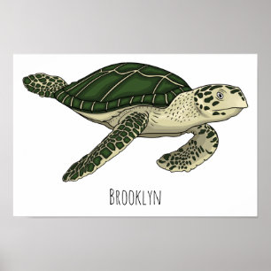 Zee schildpad cartoon poster