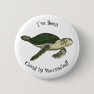 Zee schildpad cartoon ronde button 5,7 cm
