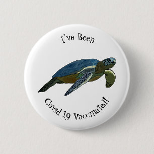 Zee schildpad cartoon ronde button 5,7 cm
