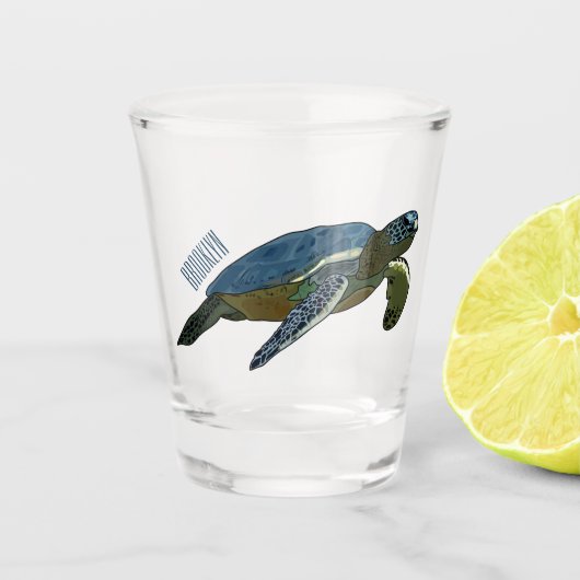 Zee schildpad cartoon shot glas (Voorkant)