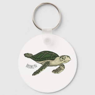 Zee schildpad cartoon sleutelhanger