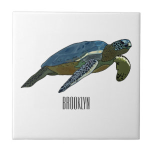 Zee schildpad cartoon tegeltje