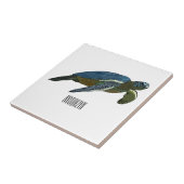 Zee schildpad cartoon tegeltje (Zijkant)