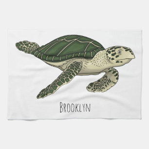 Zee schildpad cartoon theedoek