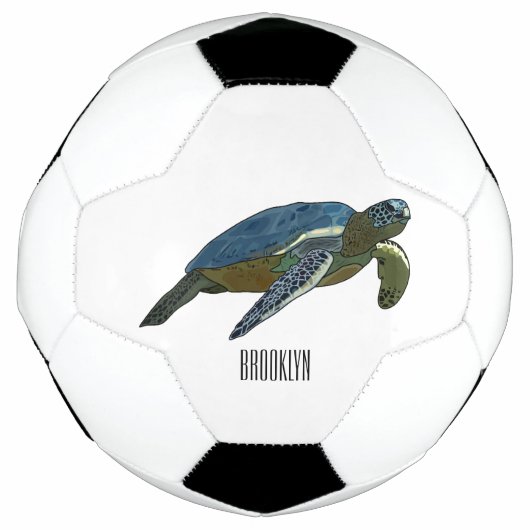 Zee schildpad cartoon voetbal (Voorkant)