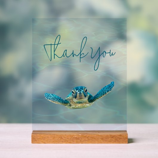 Zee Schildpad Dank u Trouwtafel Acryl Teken Acryl Bord (Neutraal)